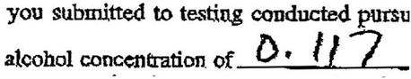 0.117 DUI Breath Sample 0.117