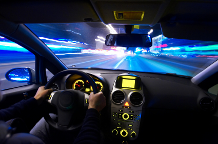 Man in car speeding